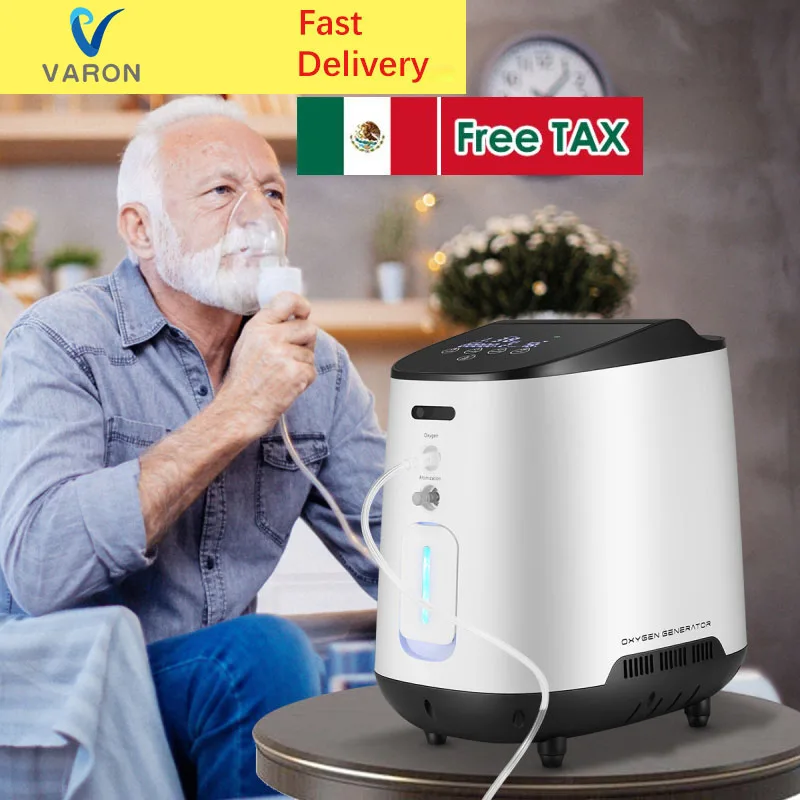 

VARON Portable Oxygen Concentrator Generator 1-7L/min Adjustable Oxygen Machine Home 90% High Purity for Home Travel Car Use