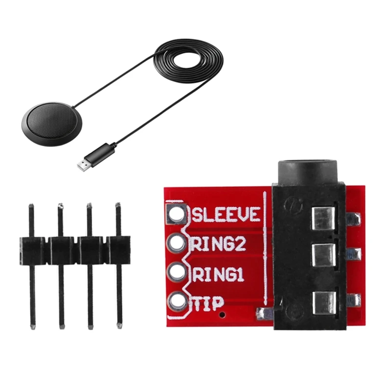 

1 Pcs TRRS 3.5Mm Jack Breakout Board Headphone Video Audio & 1 Pcs USB Omni-Directional Condenser Microphone Mic