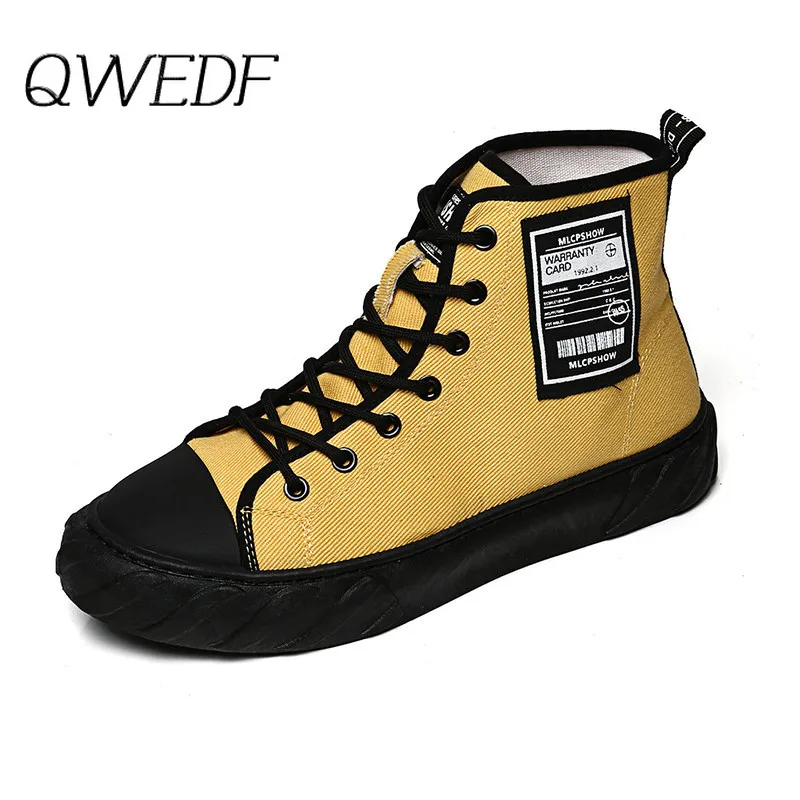 Мужские парусиновые туфли QWEDF Новинка весна осень на шнуровке высокие стильные