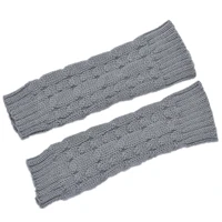 winter 8 shaped hemp pattern short open finger woolen gloves mens and womens knitting warm half finger arm cove