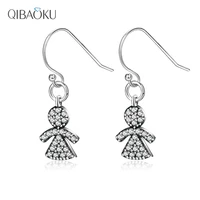 925 sterling silver cute girl inlaid zircon drop earrings earrings hook for women gift fashion creative party jewelry wholesale