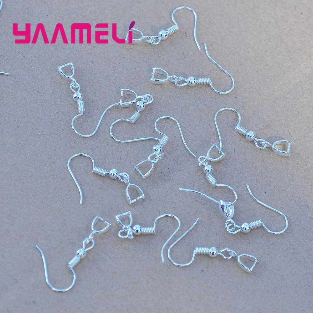 50PCS Genuine 925 Sterling Silver Clasp Hook Earrings Pinch Bail Connector Component Jewellery Making Findings for Bead Crystal | Украшения