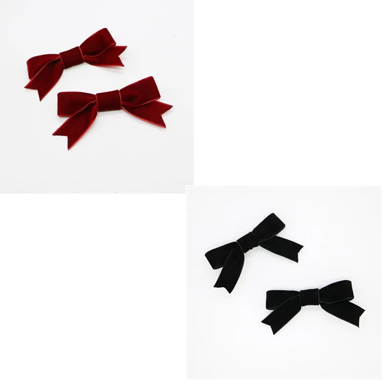 Red - black 4 шт. новые бархатные заколки для волос с бантиком, модные заколки для волос с бантиком для женщин и девочек, милые аксессуары для волос, заколки для волос с бантиком - Цвет: Red - black