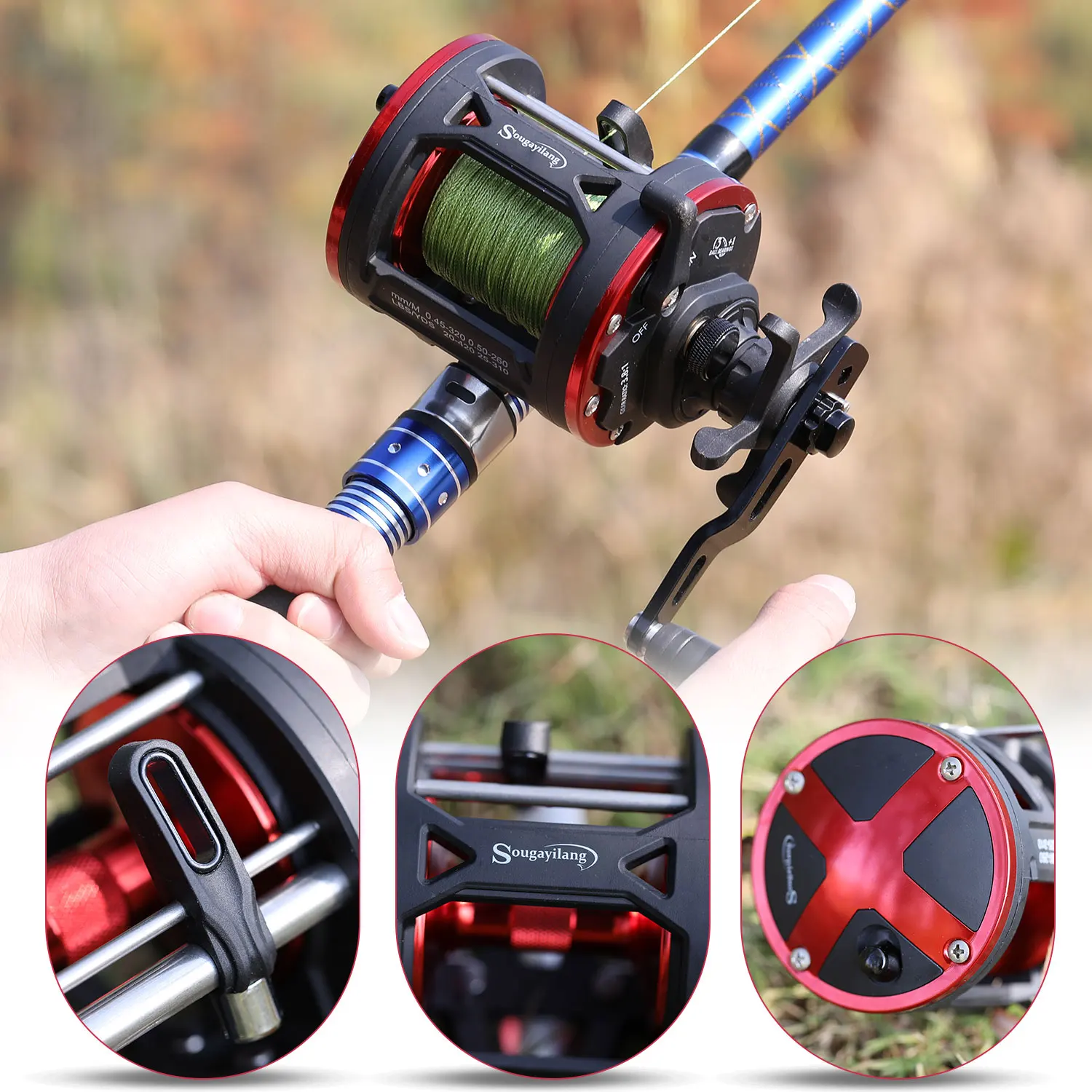 

Sougayilang 3.8:1 Trolling Fishing Reels 3.8:1Gear Ratio Spinning Fishing Reel for Saltwater Freshwater Sea Boating
