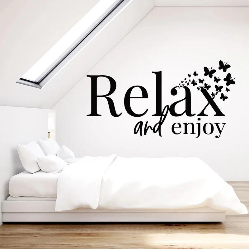 

Relax and Enjoy Wall Decal Lettering Home Interior Decor For Bedroom Yoga Spa Room Vinyl Window Stickers Butterfly Mural Q650