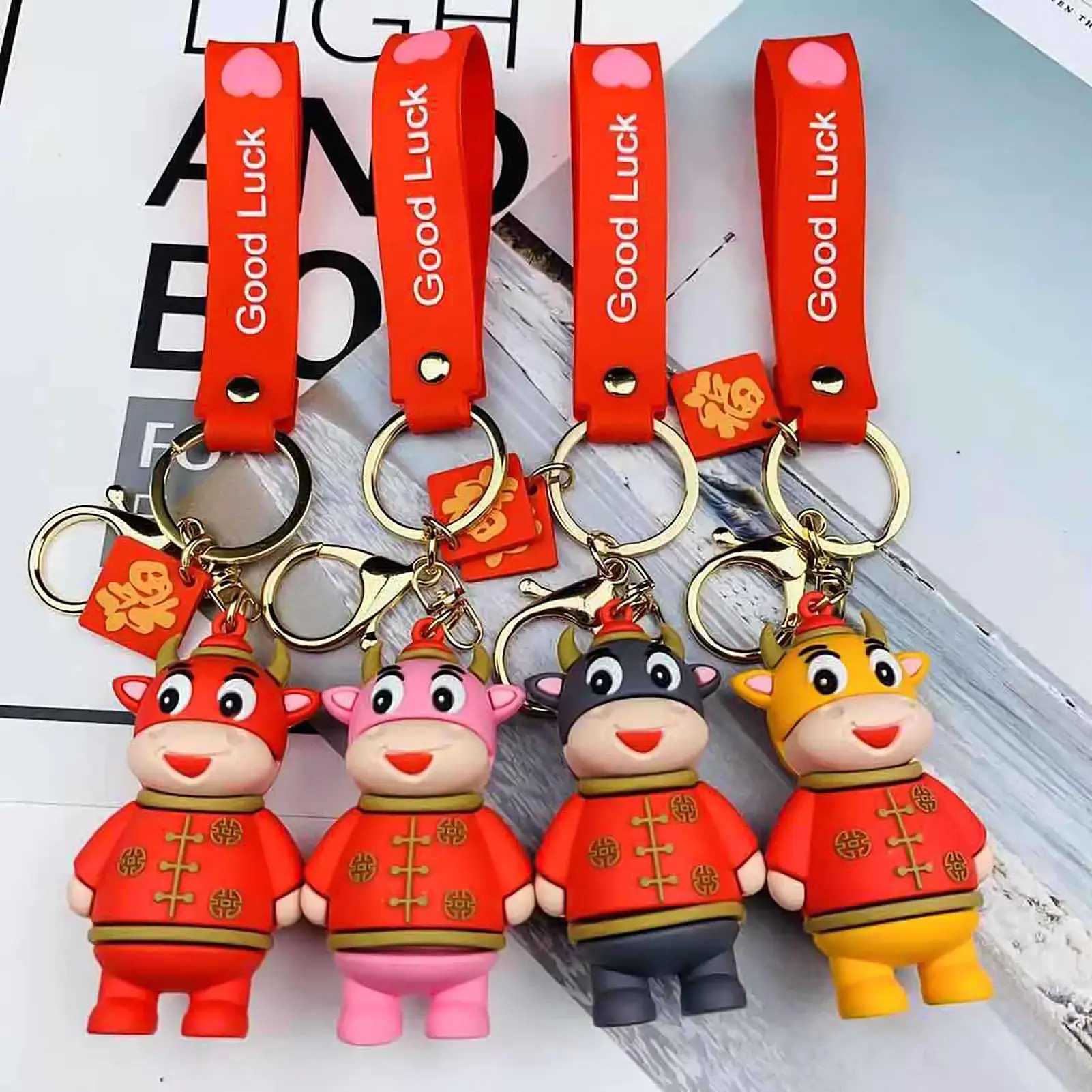 

Брелок для ключей с милым мультяшным рисунком крупного рогатого скота