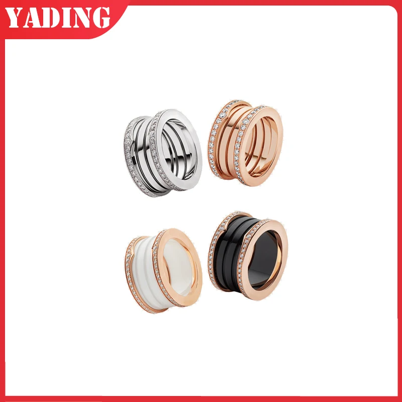 

Original 925 sterling silver spring ceramic ring for women with rose gold couple rings wedding gift classic high quality jewelry