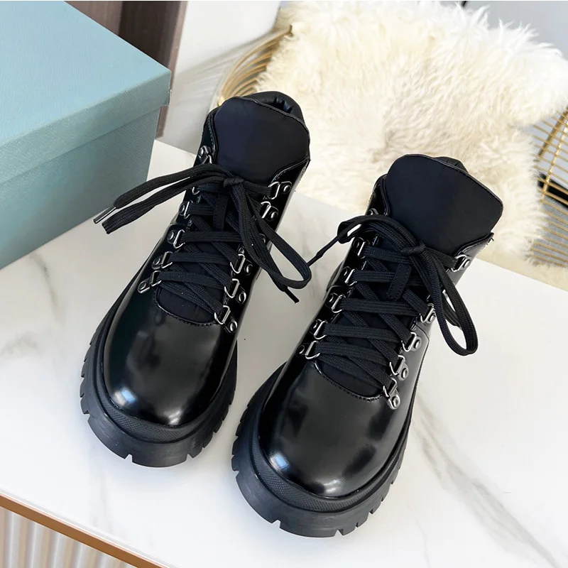 

Женские ботинки из натуральной кожи, на толстой подошве, со шнуровкой, на весну, 2021