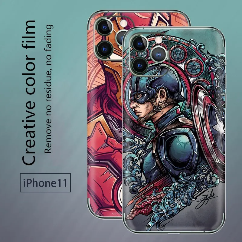 Мультфильм Капитан серии задняя пленка наклейка для iPhone 6 6S 7 8 Plus X XR XS MAX кожа ПВХ