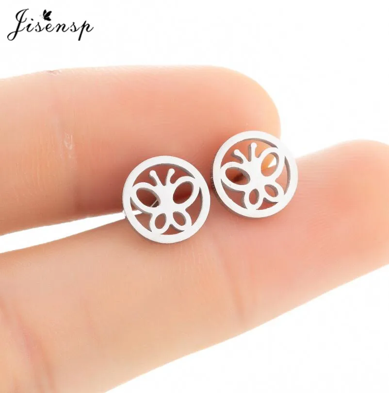 

Jisensp Stainless Steel Hollow Butterfly Stud Earrings for Women Teen Girls Cute Small Tiny Earrings Fashion Jewelry Gift
