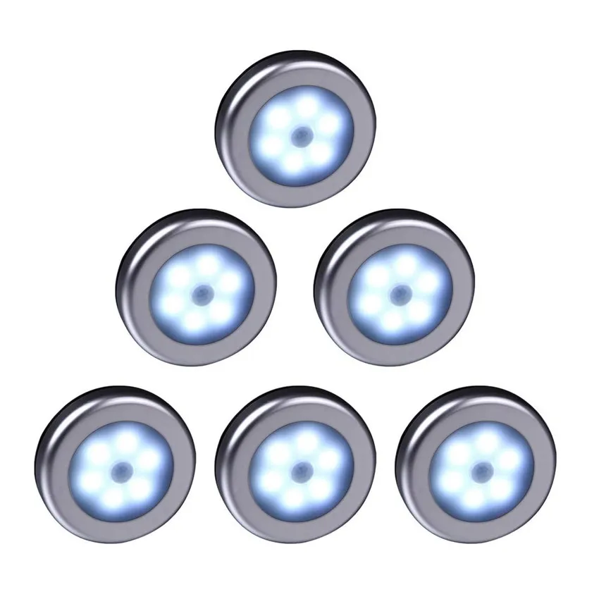 

Night Light 6LED Bead Sensor PIR Infrared Motion LED Bulb Auto On and Off Closet Battery Power For home Wall Lamp Cabinet Stairs