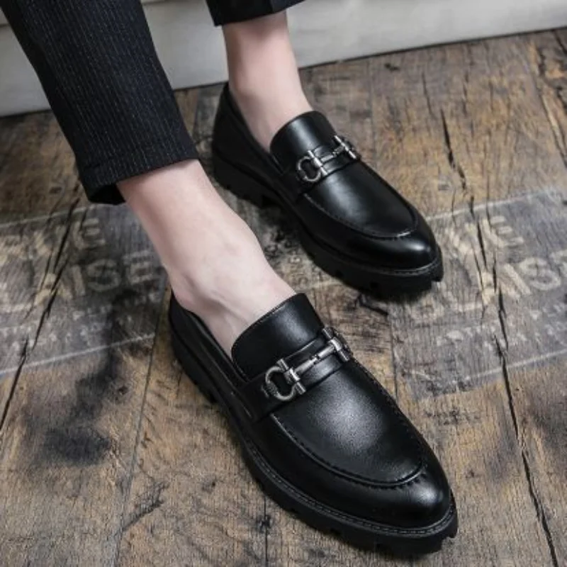 

2021 Summer New Men's PU Versatile Business and Leisure Lefu Shoes with Thick Sole and High Rise Fashion Popular Gentleman KS012