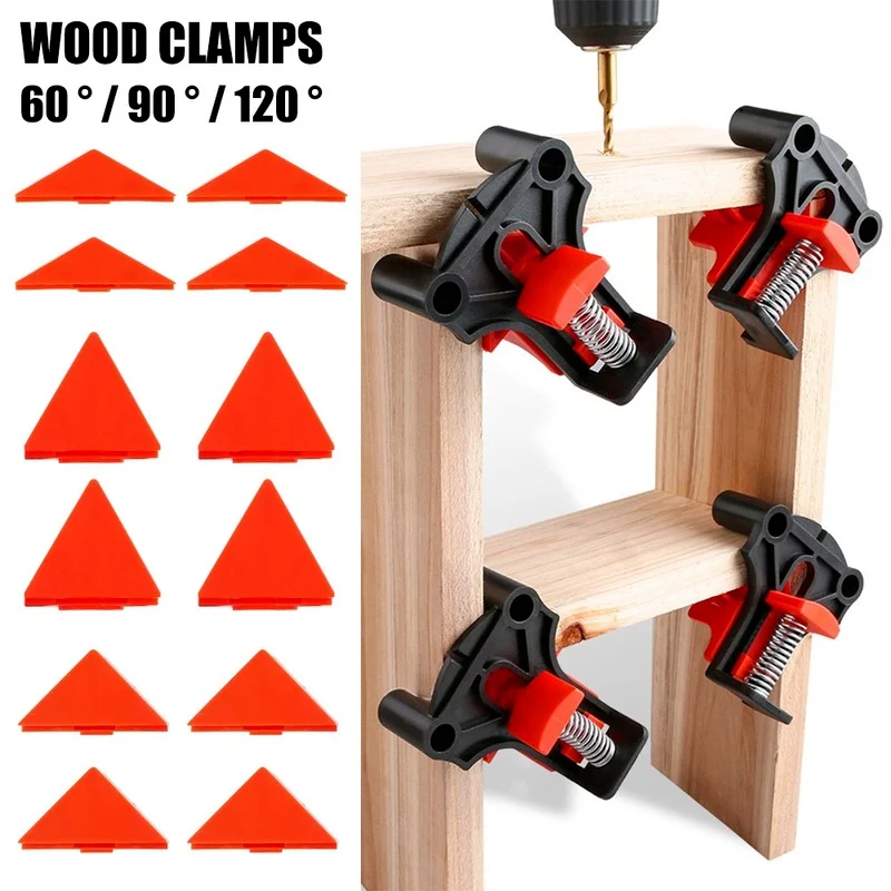 

4pcs Wood Angle Clamps 60/90/120 Degrees Woodworking Corner ClampRight Clips DIY Fixture Hand Tool Set for Taper,T Joints,Plate