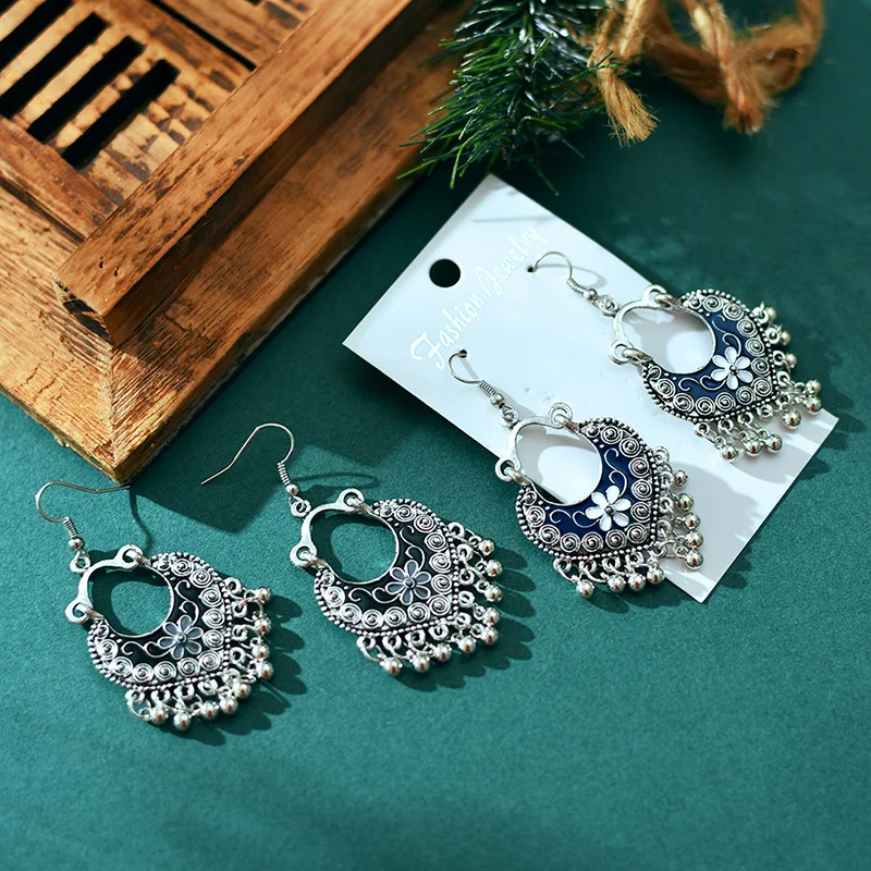 Женские Ювелирные изделия в этническом стиле маленькие бусины цветок 7 см серьги