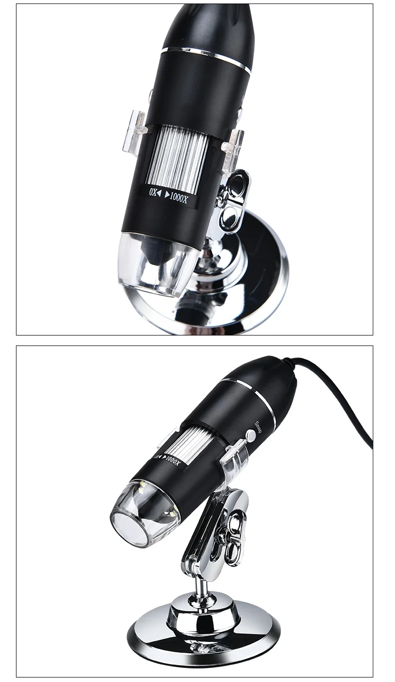 1000X HD Digital USB Microscope Handheld Portable Digital Microscope USB Interface Electron Microscopes with 8 LEDs with Bracket