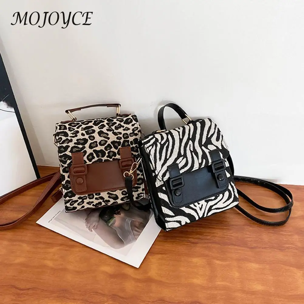 

Women Crossbody Bags Retro Women Plaid Leopard Printing PU Leather Shopping Bag Temperament Casual Ladies Small Shoulder Bags