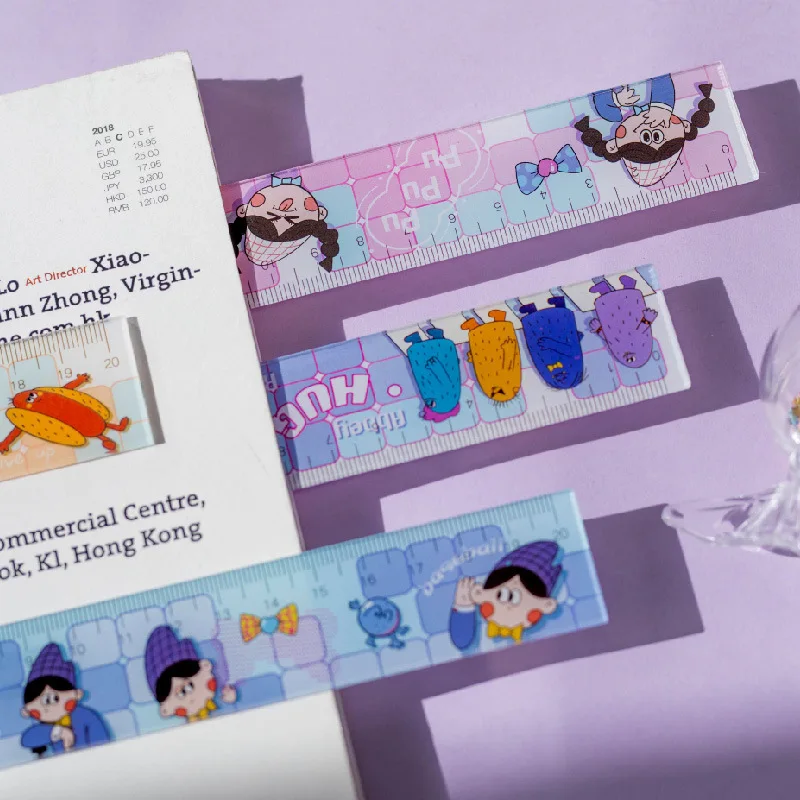 

Cute Cartoon Acrylic Ruler Creative Retro Exquisite Cartoon Drawing Measuring Ruler Student Office Stationery