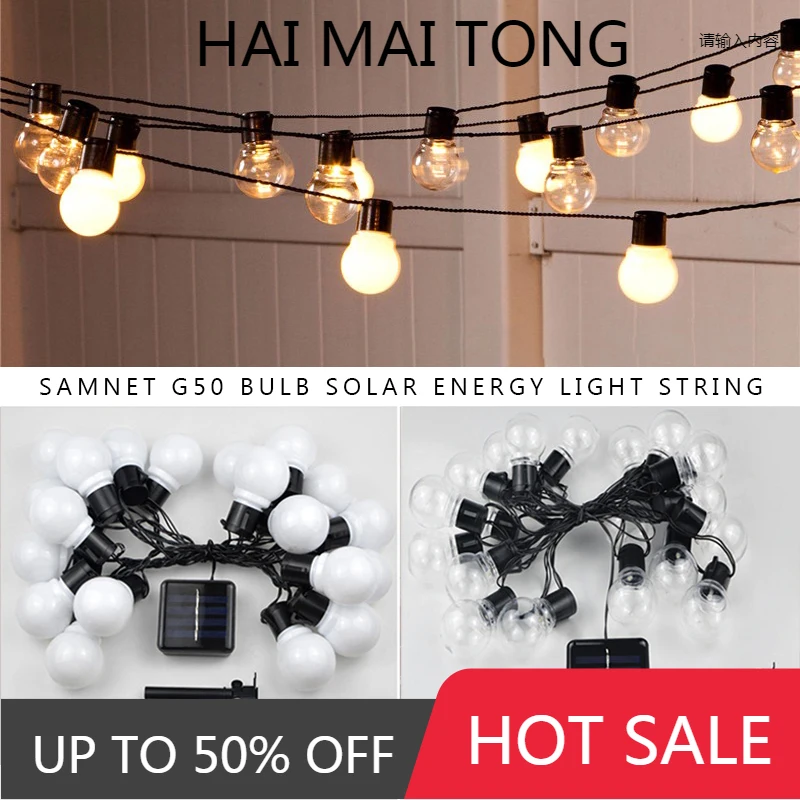 

Outdoor Garland Street LED G50 Bulb Solar Energy String Light As Christmas Decoration Lamp For Home Indoor Holiday Lighting