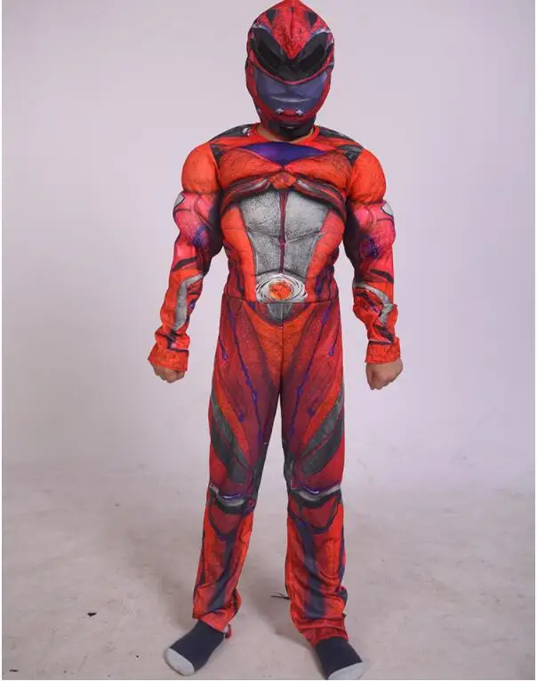 Детский костюм супергероя Power нагрудный комбинезон для Хэллоуина красный |
