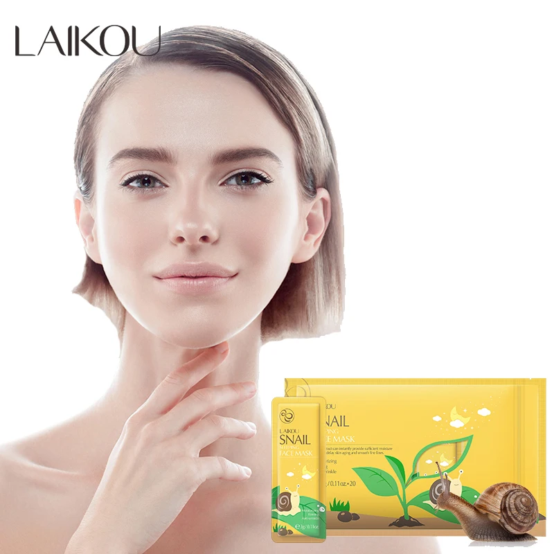 5 шт. LAIKOU маска для сна с улиткой Отбеливающая увлажняющая уход за кожей масло от