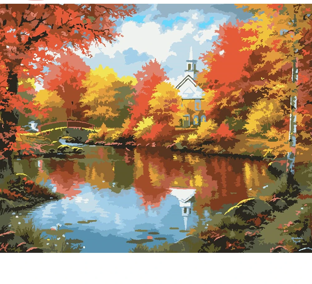 

CraftArtGo Painting By Numbers Landscape Drawing On Canvas HandPainted Gift Picture By Number Waterfall Kits Home Decoration