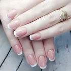 24 шт.компл. белые французские накладные ногти многоразовые ультратонкие квадратные накладные ногти нюдового цвета с клейкой лентой
