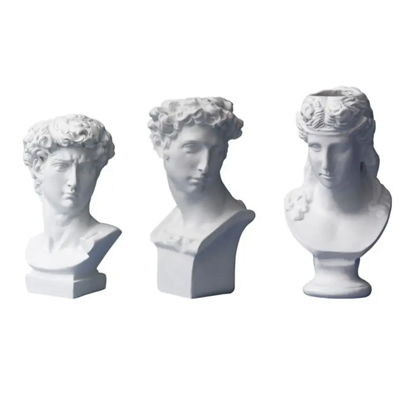 

Resin Vase Flower Pot Nordic Style Human Head Pen Brushes Holder Home Decoration Q1JC