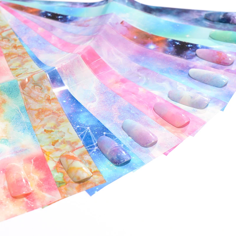 RBAN NAIL Holographic Starry Sky Nail Art Transfer Sticker Paper Galaxy Style Foil Stickers Decals Decoration Manicure | Красота и