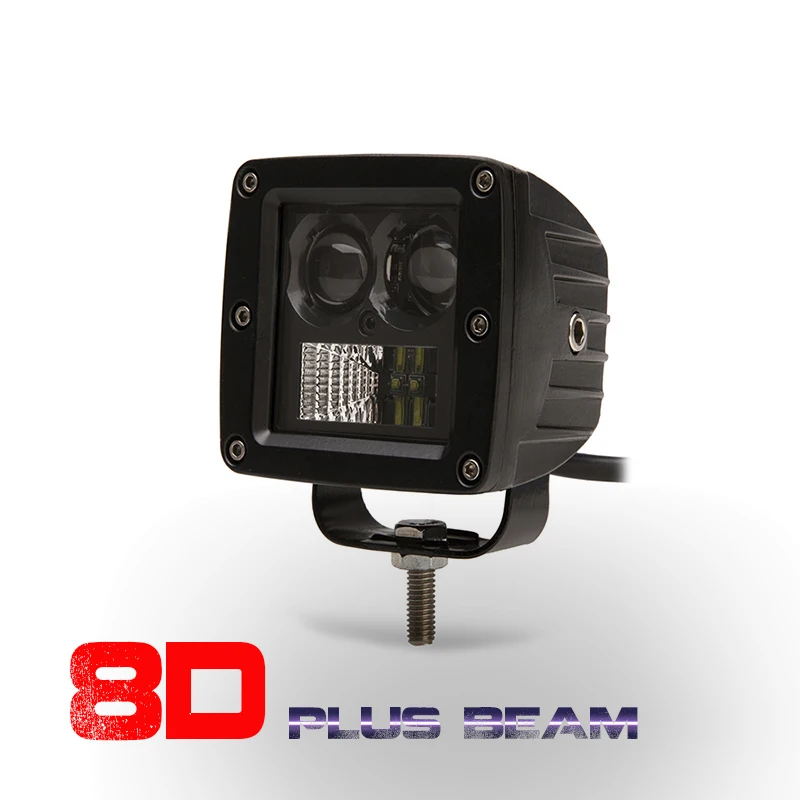 

8D Beam Headlight 12V24V 20W Optical Lens LED Car Work Light Square Fog Light Lamp For Truck Motorcycle 4x4 engineering vehicles