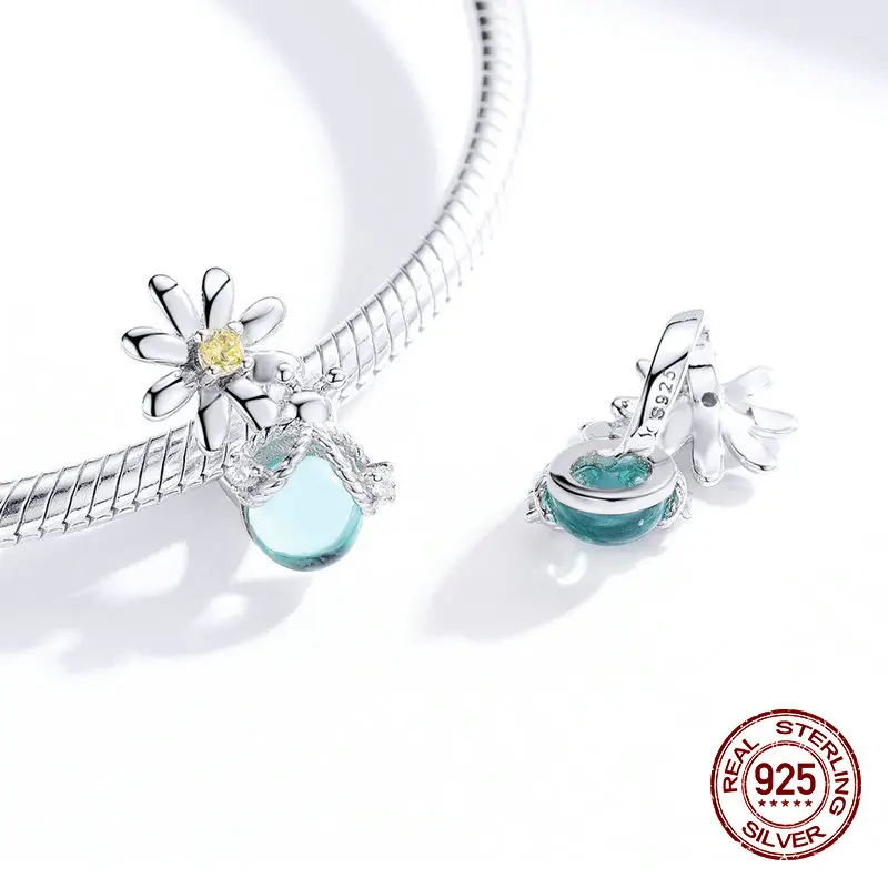 Подвеска из серебра 925 пробы в виде светлячков и маргариток | Украшения