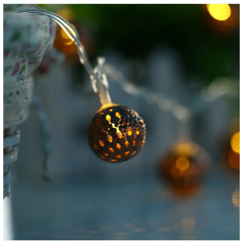 

1.5m 10 LED Fairy String Lights Garland Hollow Wrought Ball Outdoor Decoration For Wedding Party