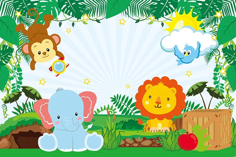 LEVOO photographic background wild birthday cartoon nature animal photocall photobooth studio photography backdrop | Электроника