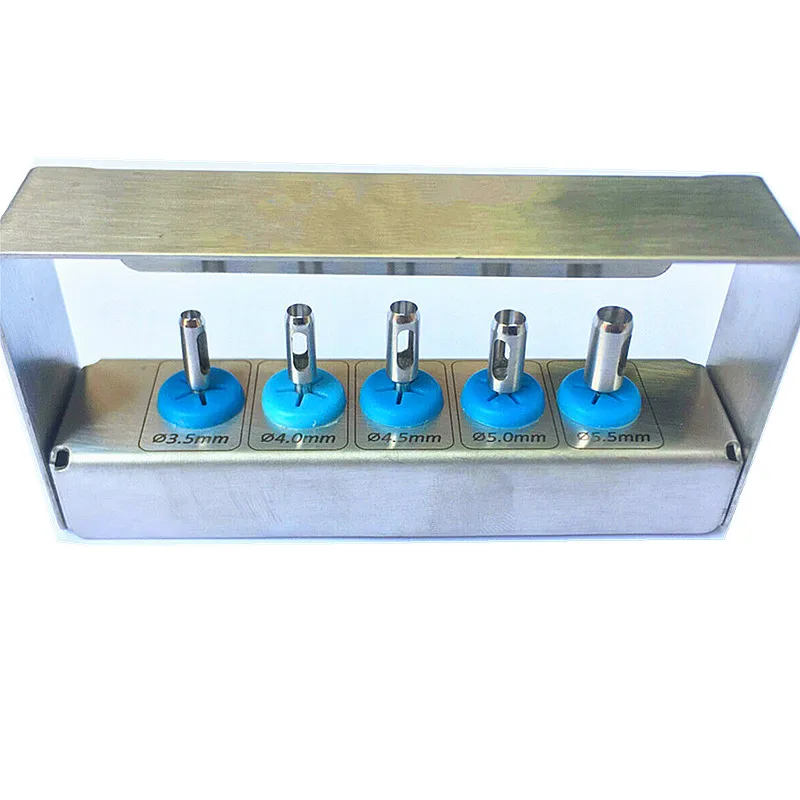 5Pcs/set Dental Implant Trephine Bur Tissue Punch Stainless steel Planting Tools Dental Implant Tissue Punch Surgical Instrument
