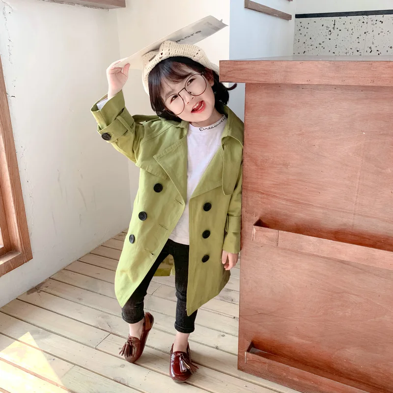 Модный Плащ-Тренч для девочек-подростков длинное ветрозащитное пальто 2019 г.