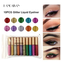 10pcsset handaiyan colorful shimmer eyeliner makeup cosmetics shining glitter liquid eyeliner long lasting pencils