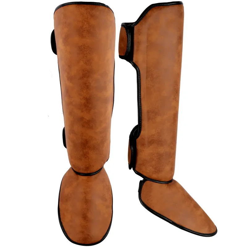 Накладки для ног кожаные в стиле ретро тайского бокса MMA тхэквондо|Щиток на