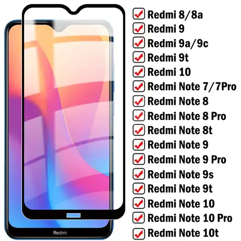 Защитное стекло 99D для Xiaomi Redmi 9 9A 9C 8 8A 10, закаленное стекло для защиты экрана Redmi Note 10, 9, 8, 7 Pro, 8t, 9t, 10 t, 9s, стеклянная пленка