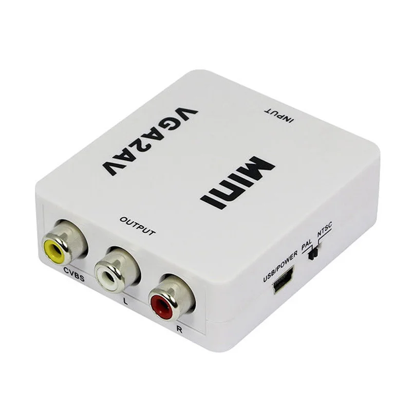 Mini VGA to AV RCA Converter with 3.5mm Audio VGA2AV/CVBS+Audio Convertor for HDTV PC 1080P | Электроника