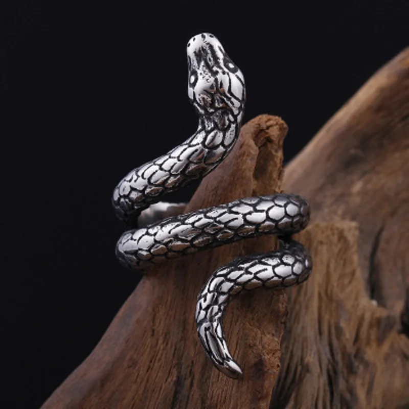

New Style Punk Snake Exaggerated Ring Fashion Opening Adjustable Ring For Men Rock Ring For Woman Viking Vintage Jewelry Gifts