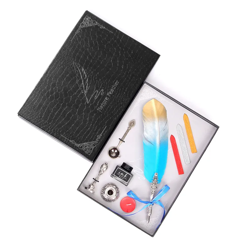 Набор европейских перьевых ручек с воском и ретро текстурой медный держатель для