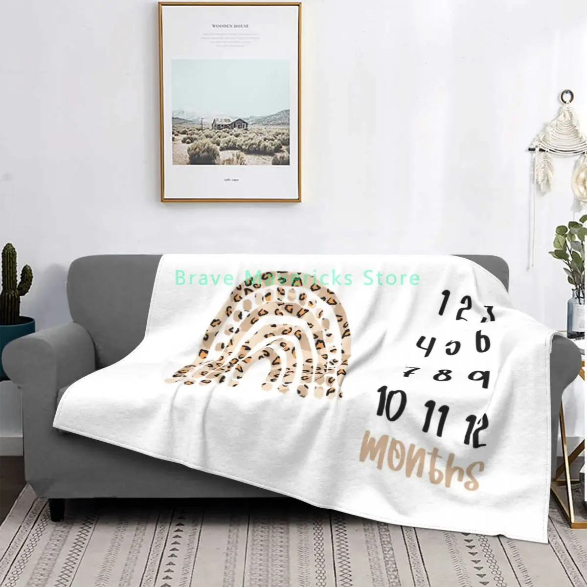 

Milestone Blanket Fleece Print Newborn Monthly Record Growth Baby Lightweight Thin Throw Blankets for Home Outdoor Bedding Throw