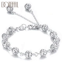 doteffil 925 sterling silver 8mm hollow ball bracelet for women wedding engagement party fashion jewelry
