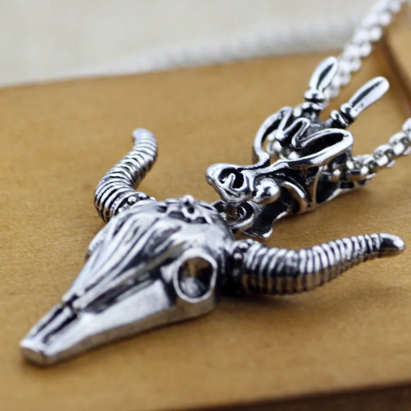 xl0612 Винтажное ожерелье с головой козьей овцы, дьявол, пан, Бог серебряного цвета ожерелья, овцы, Панк Подвески для женщин и мужчин, модный воротник, ювелирное изделие - Окраска металла: xl0612