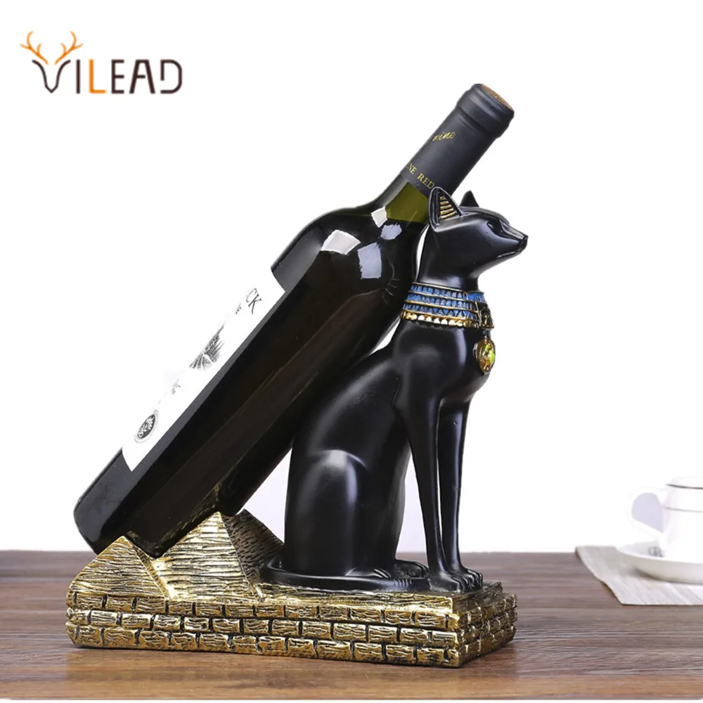 VILEAD 25 см полимерный египетский кот Бог держатель для бутылки вина фигурки