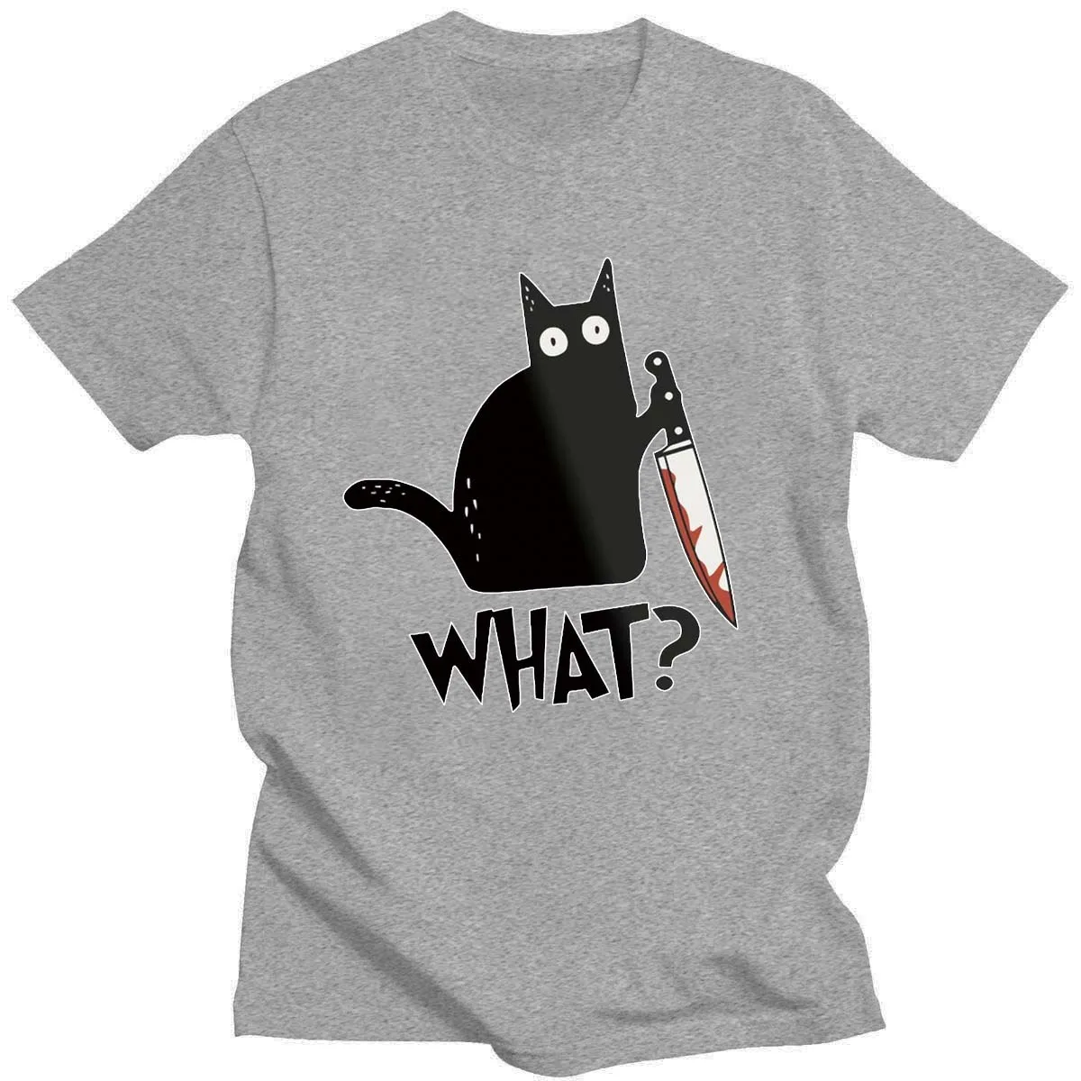 

2021 Summer 100% Cotton Short Sleeve Cool Knife Cat Print Men T shirt Casual Loose Cat Men Tshirt O-neck T-shirt Men Tee Shirts