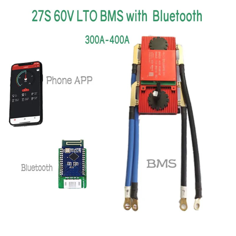 27s 60v lto bms 300a400a with bluetooth phone app rs485 canbus ntc uart gps for lto batteries 2 3v 2 4v connected in 27 series free global shipping