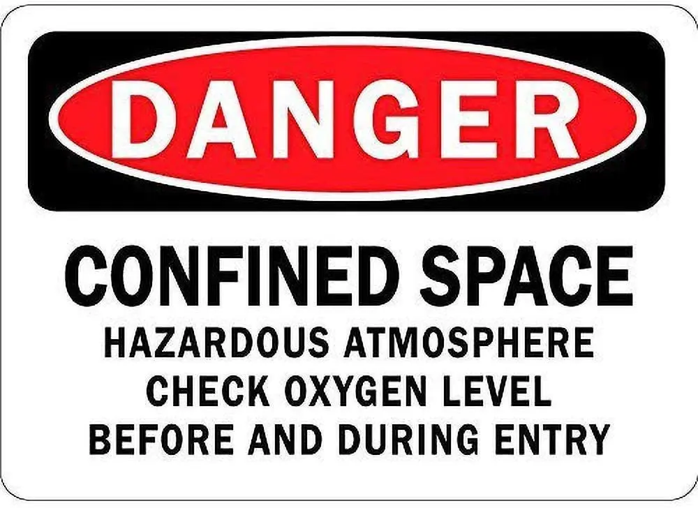 

Funny Metal Tin Sign Man Cave Garage Decor 12 x 8 Inches Danger Confined Space Hazardous Atmosphere Check Oygen Coffee House