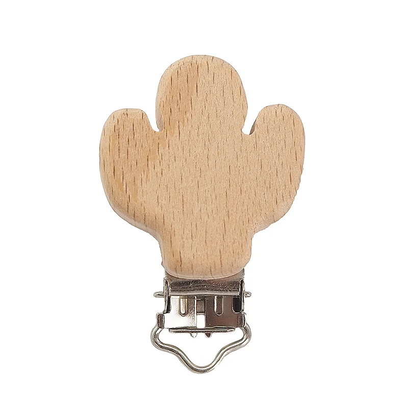 Chenkai-Pinzas de madera para chupete de Cactus, juguete sensorial para la dentici&oacute;n, para beb&eacute;, ecol&oacute;gico, org&aacute;nico, DIY, 5 uds.-2