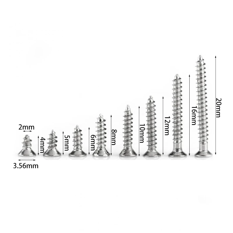 

Retail 800Pcs M2 Stainless Steel Self Tapping Wood Screw Assortment Kit Lock Nut Wood Flat head Thread Nail Screw Fastener Sets