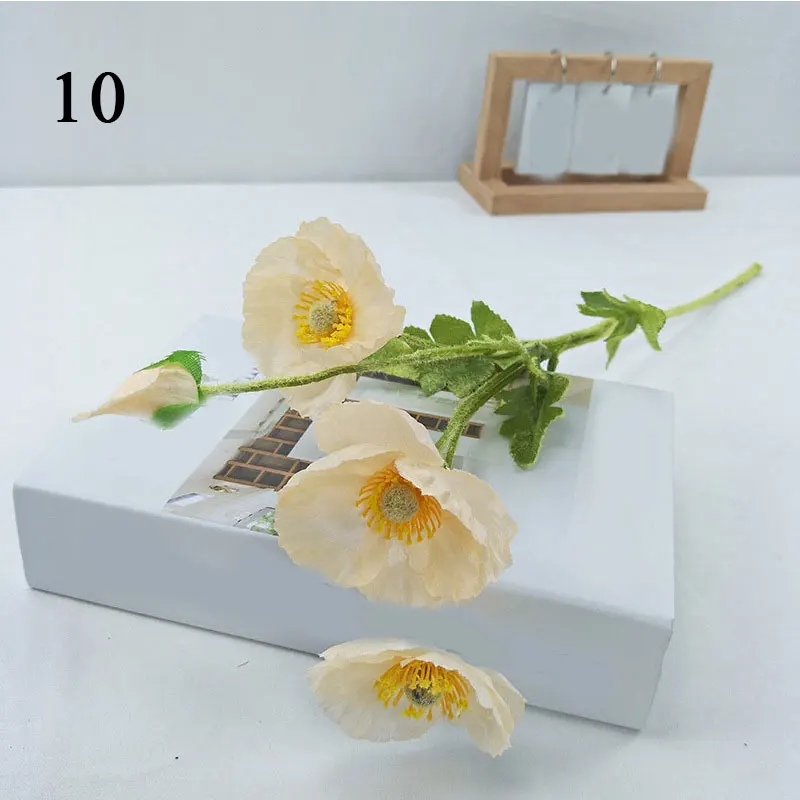 

Poppies Artificial Flowers Fake Flowers Beautiful Classic Artificial Flowers 4 Heads Feel Decorative Flowers Wedding Decoration